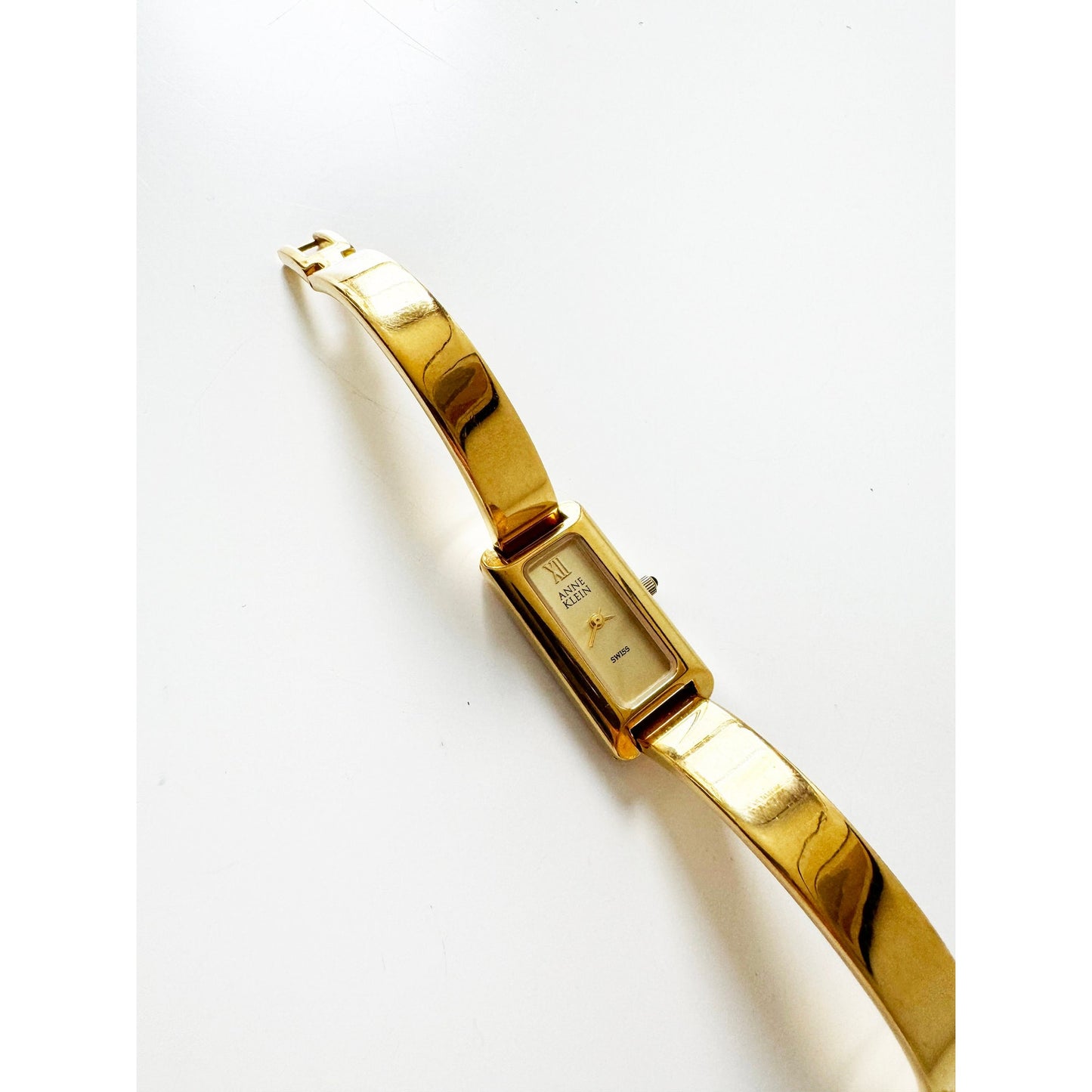 Vintage Small Gold Watch with Rectangular Face | Anne Klein