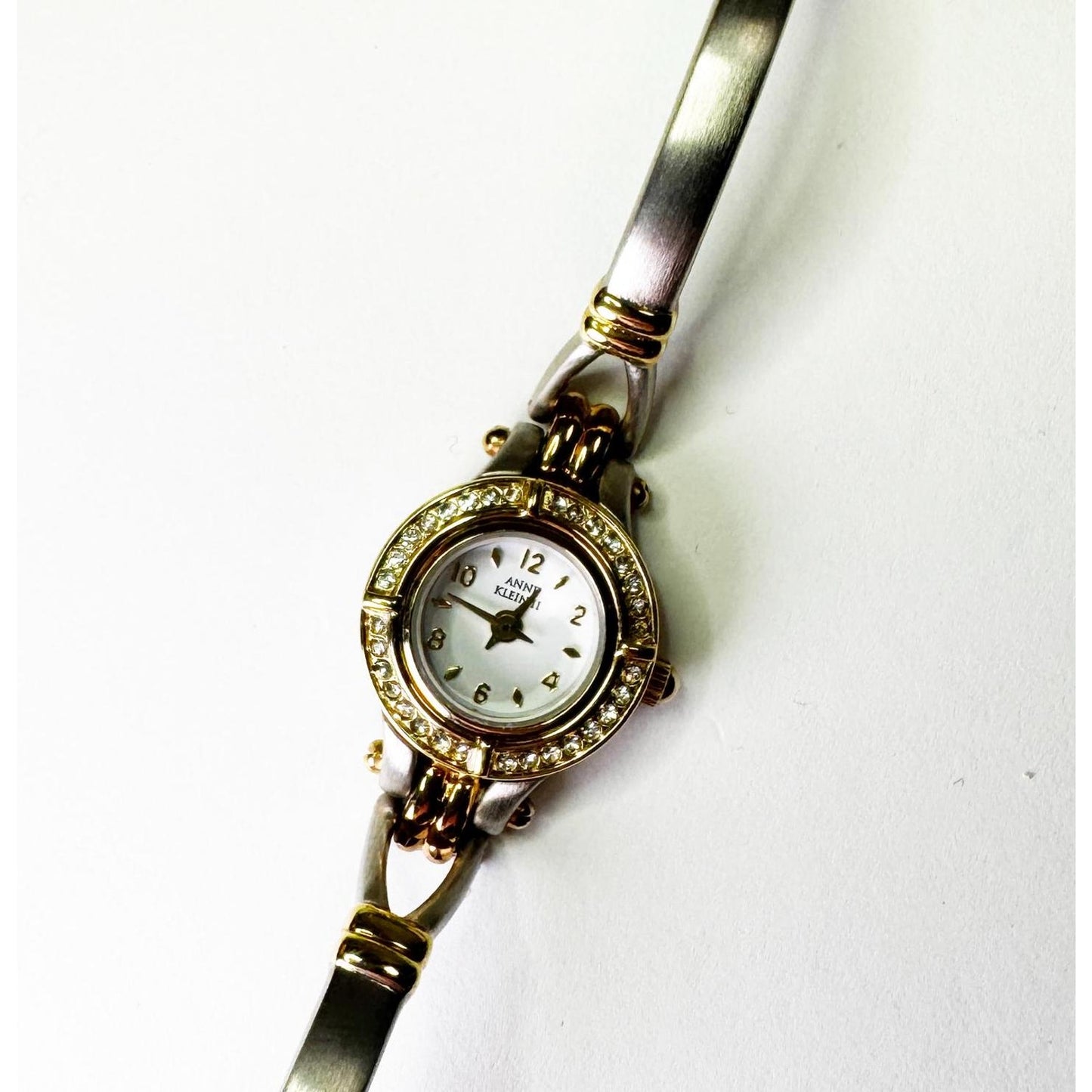 Vintage Small Two Tone Watch with Circular Face | Anne Klein