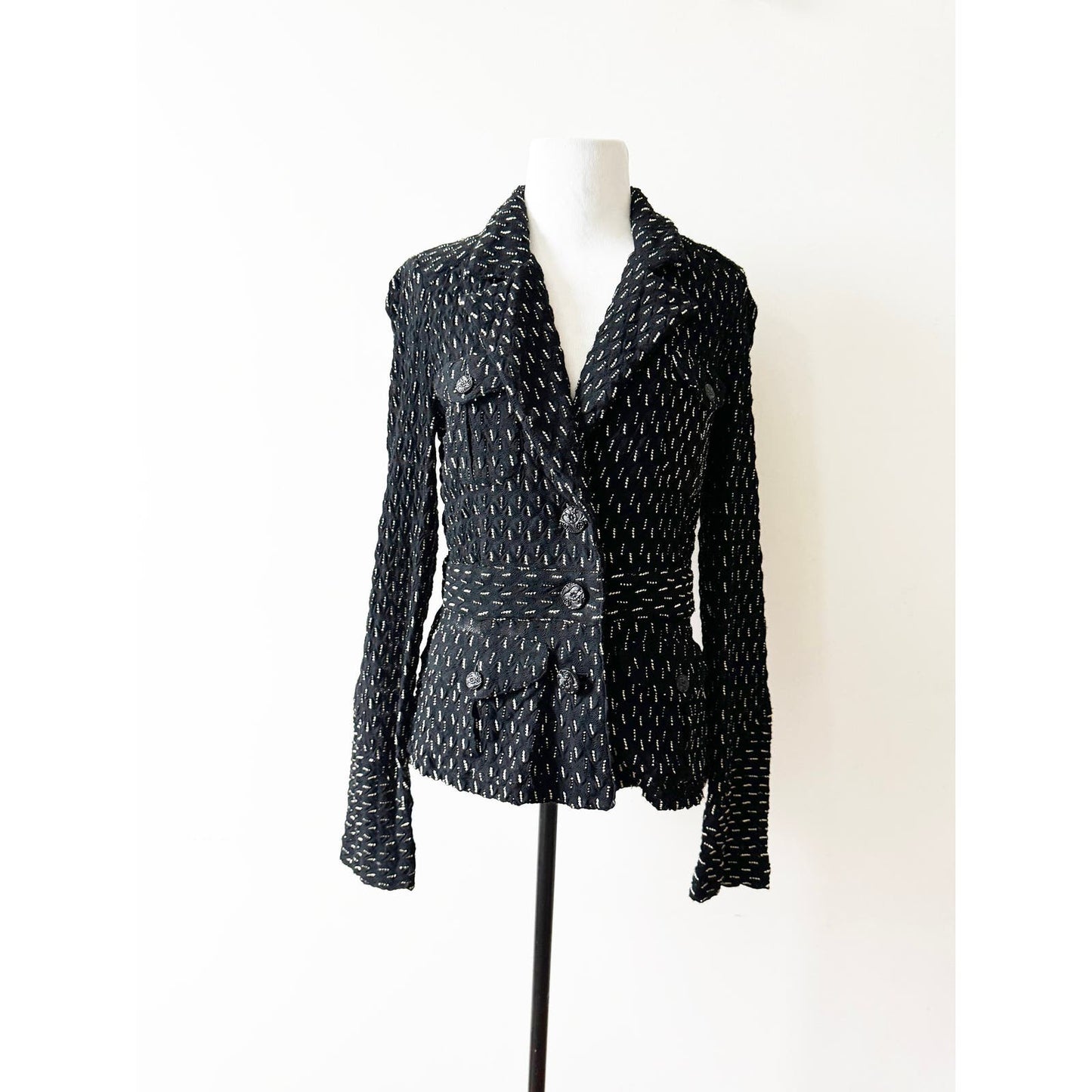 Y2k ANNA SUI Black Knit Blazer with White Details | Size US 4