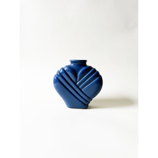 Vintage Blue Modern 80s Small Vase