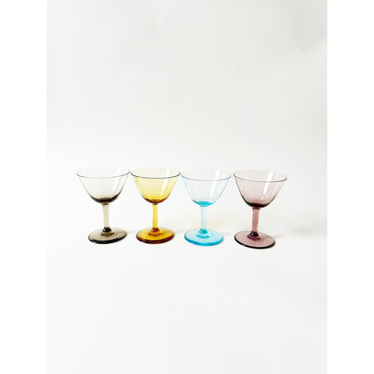 Vintage Colorful Mini Glassware Set of 4