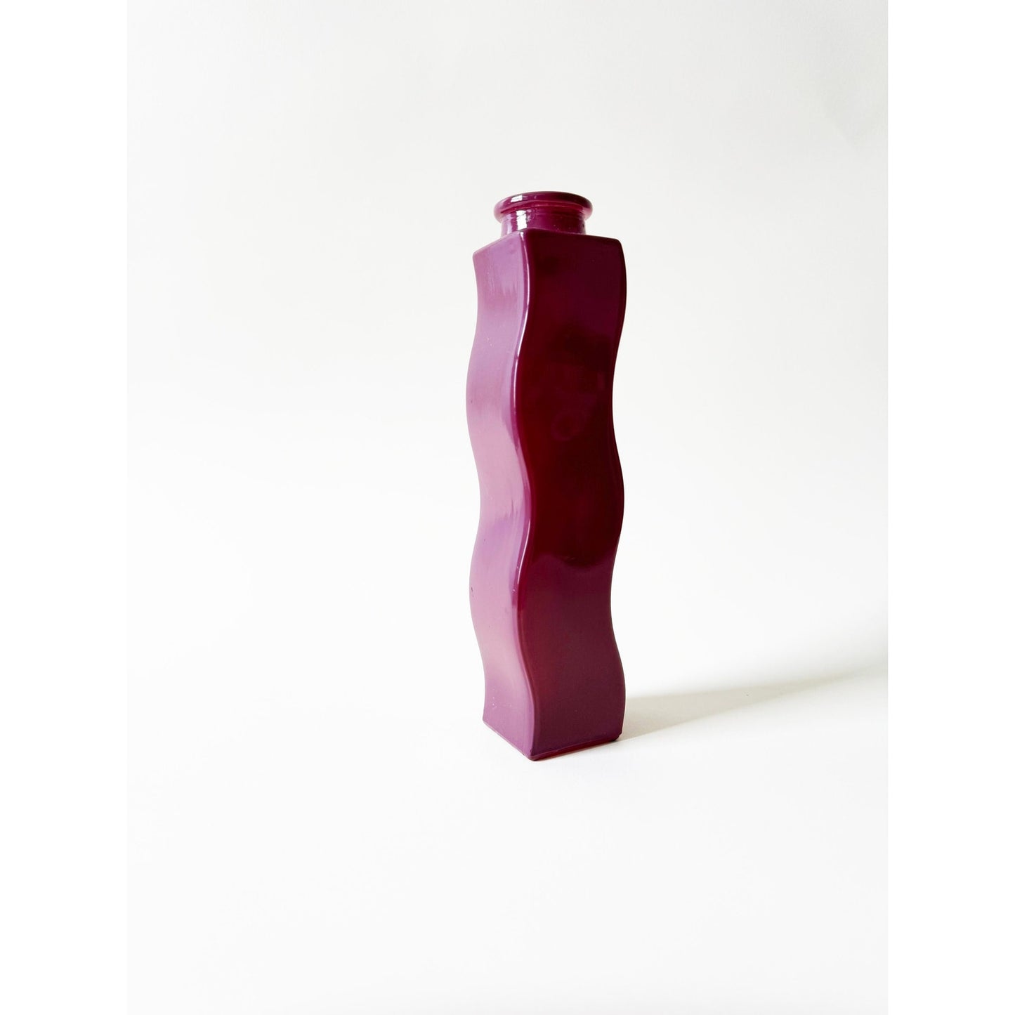 Vintage Maroon Wavy Glass Ikea Vase