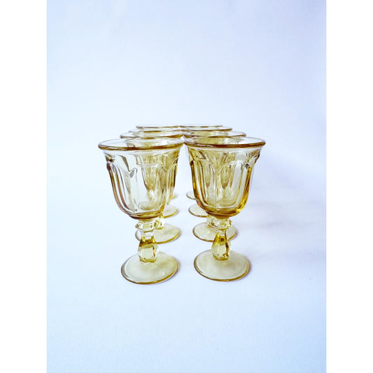 Vintage Yellow Impression Glass Barware | Pretty Yellow Wine Glasses | Eclectic Glassware