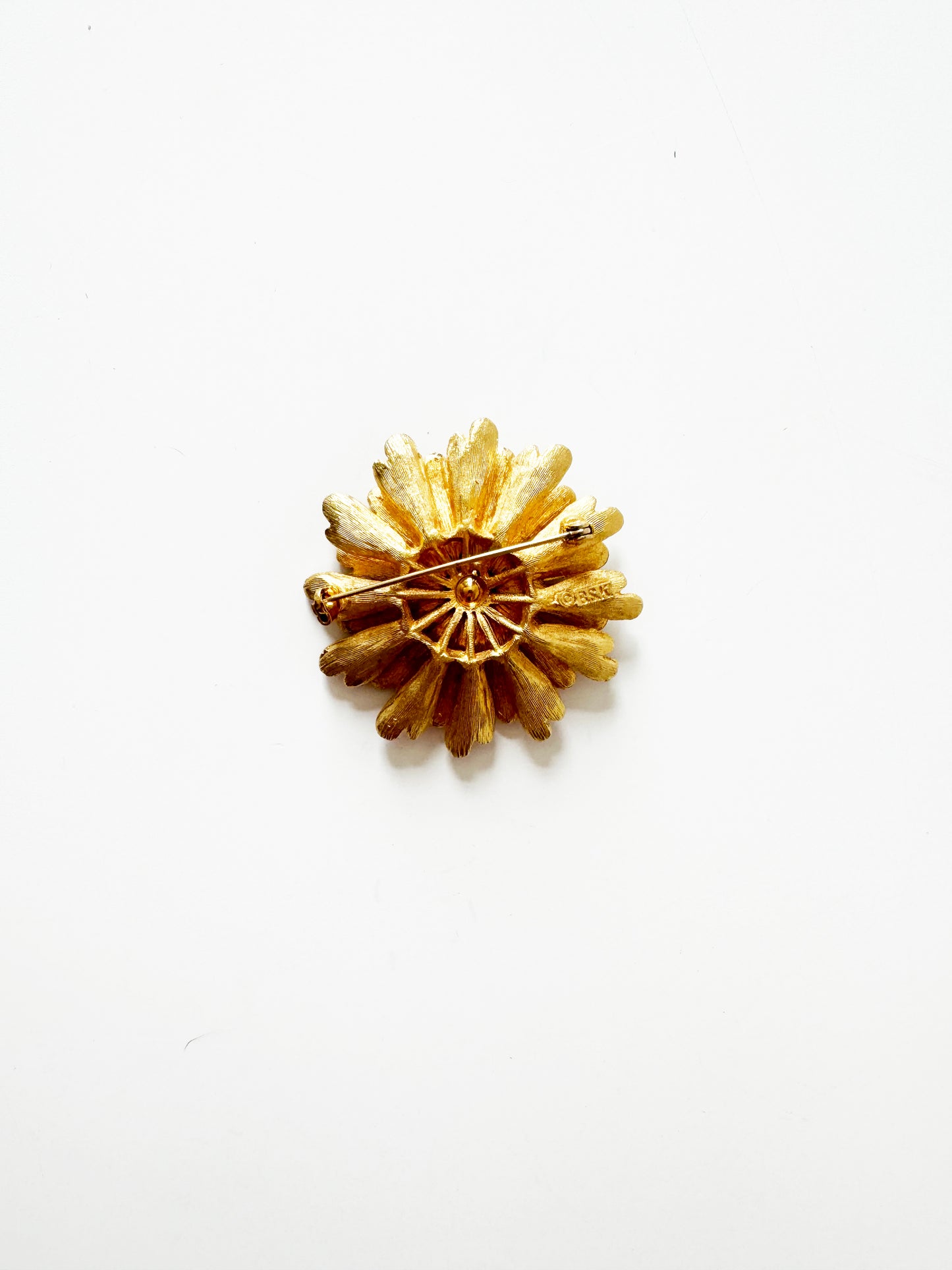 Vintage Gold Large Flower Brooch