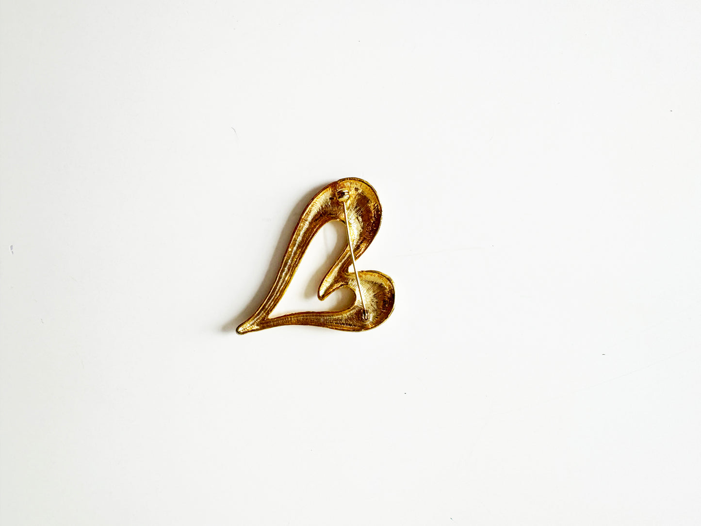 Vintage Gold Heart Brooch