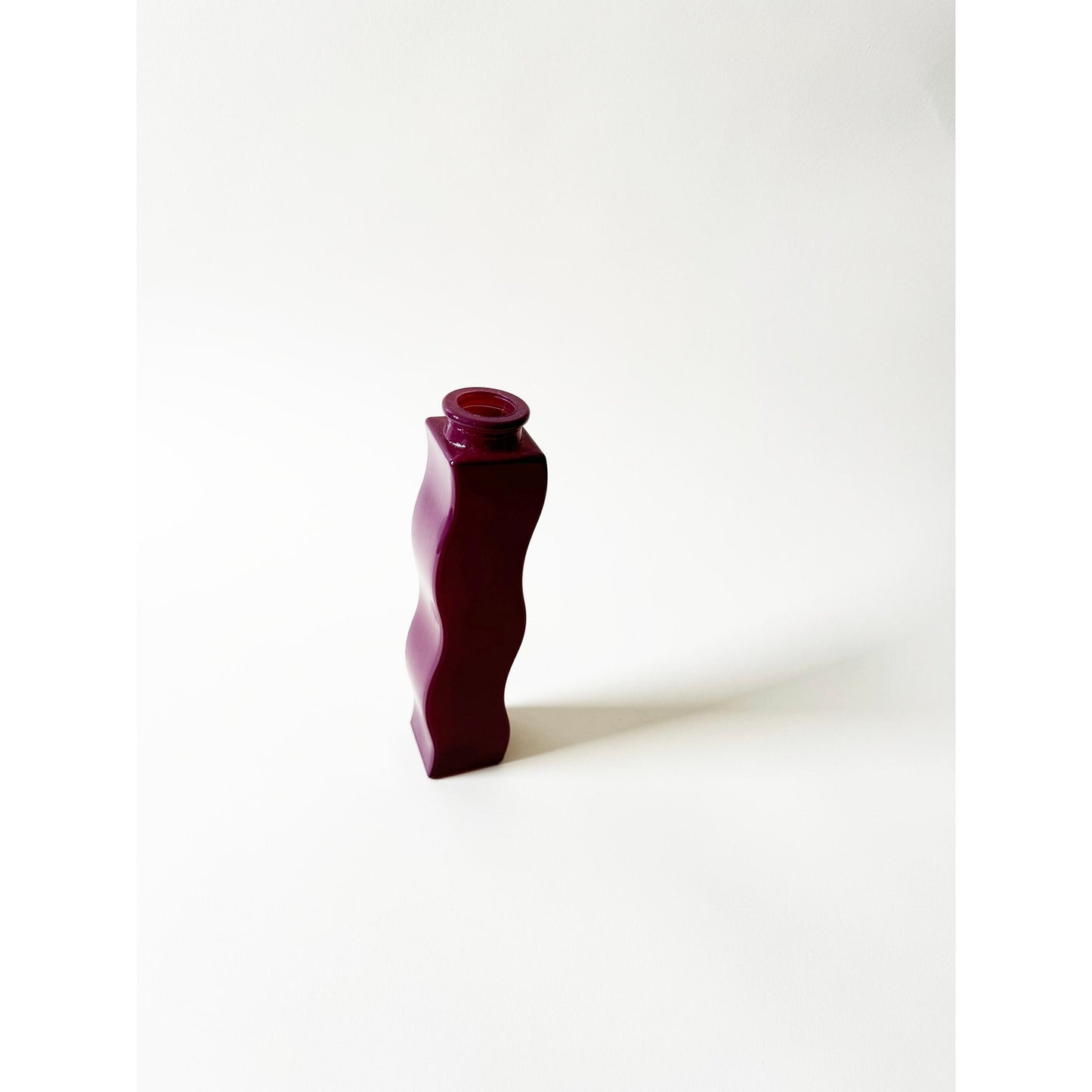 Vintage Maroon Wavy Glass Ikea Vase