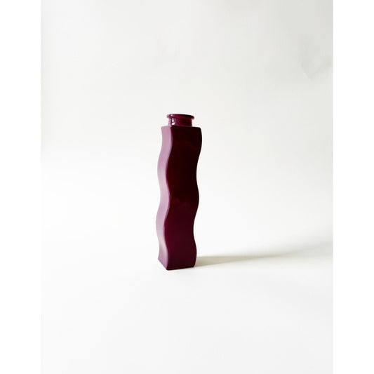 Vintage Maroon Wavy Glass Ikea Vase