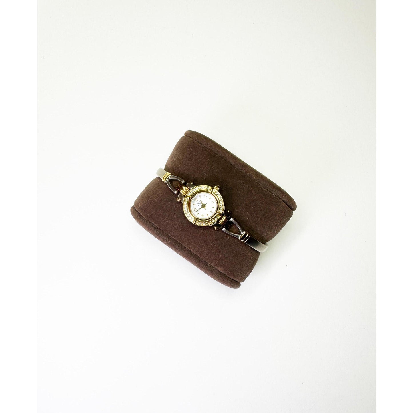 Vintage Small Two Tone Watch with Circular Face | Anne Klein