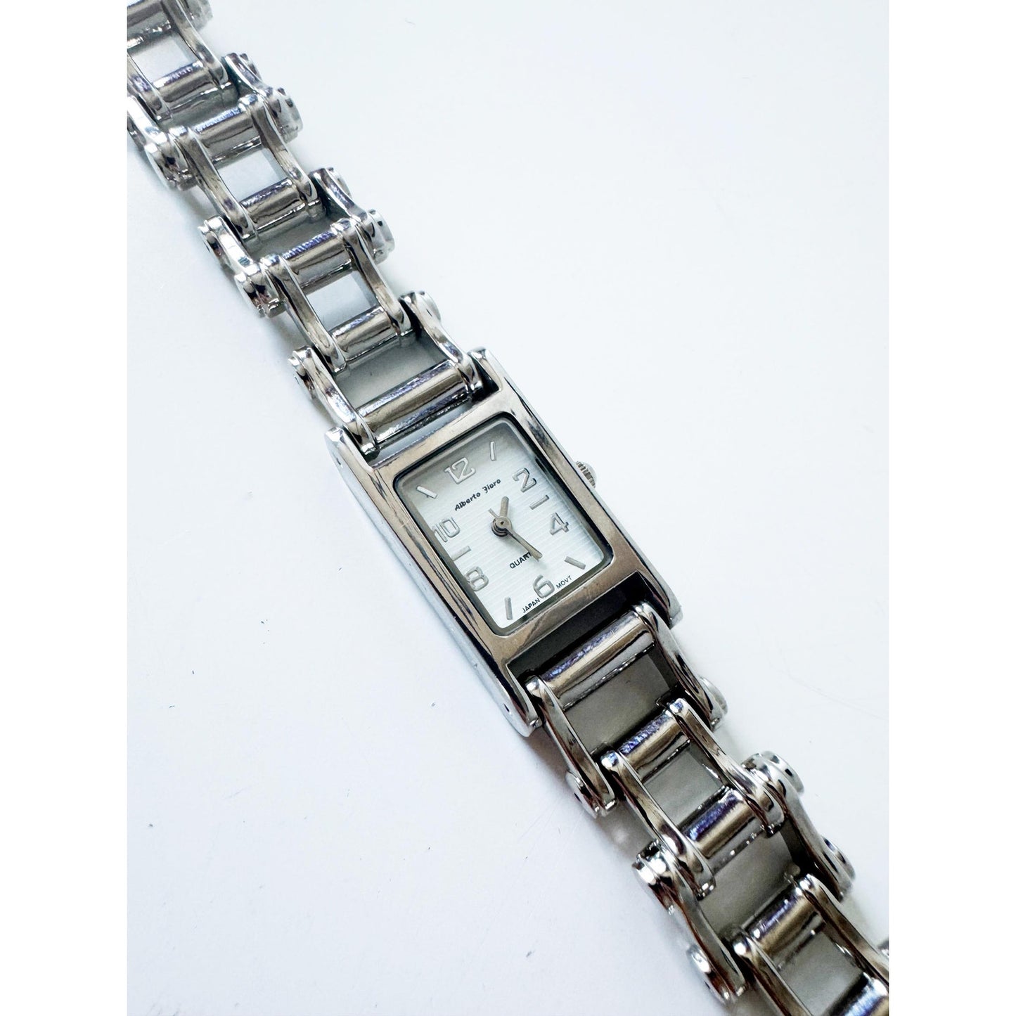 Vintage Silver Watch with Rectangular Face l Alberto Fioro