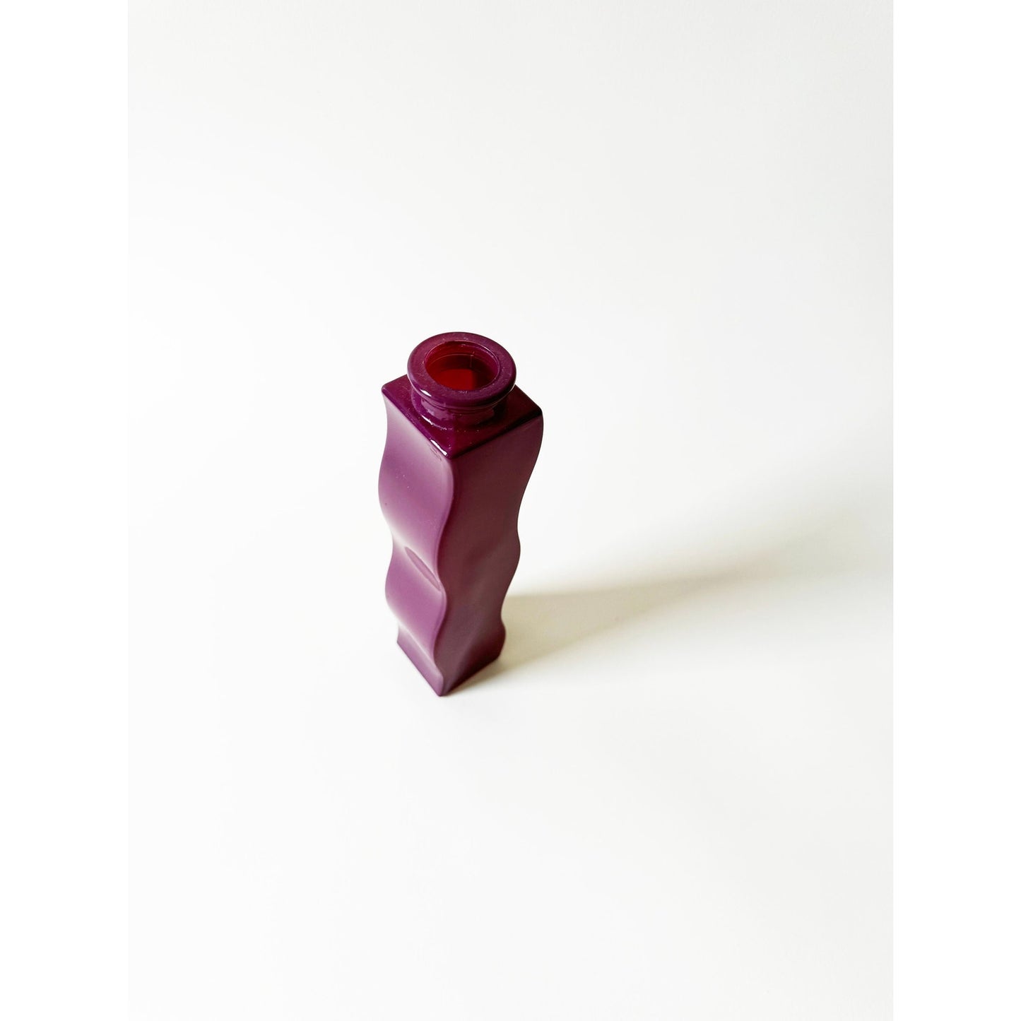 Vintage Maroon Wavy Glass Ikea Vase