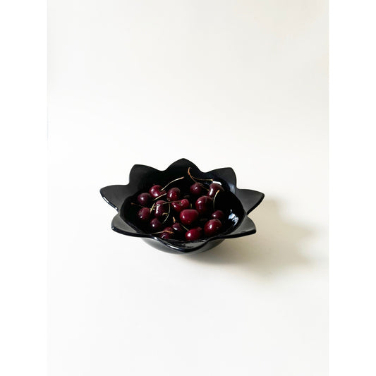 Vintage Black Petal Bowl | Modernist Fruit Bowl