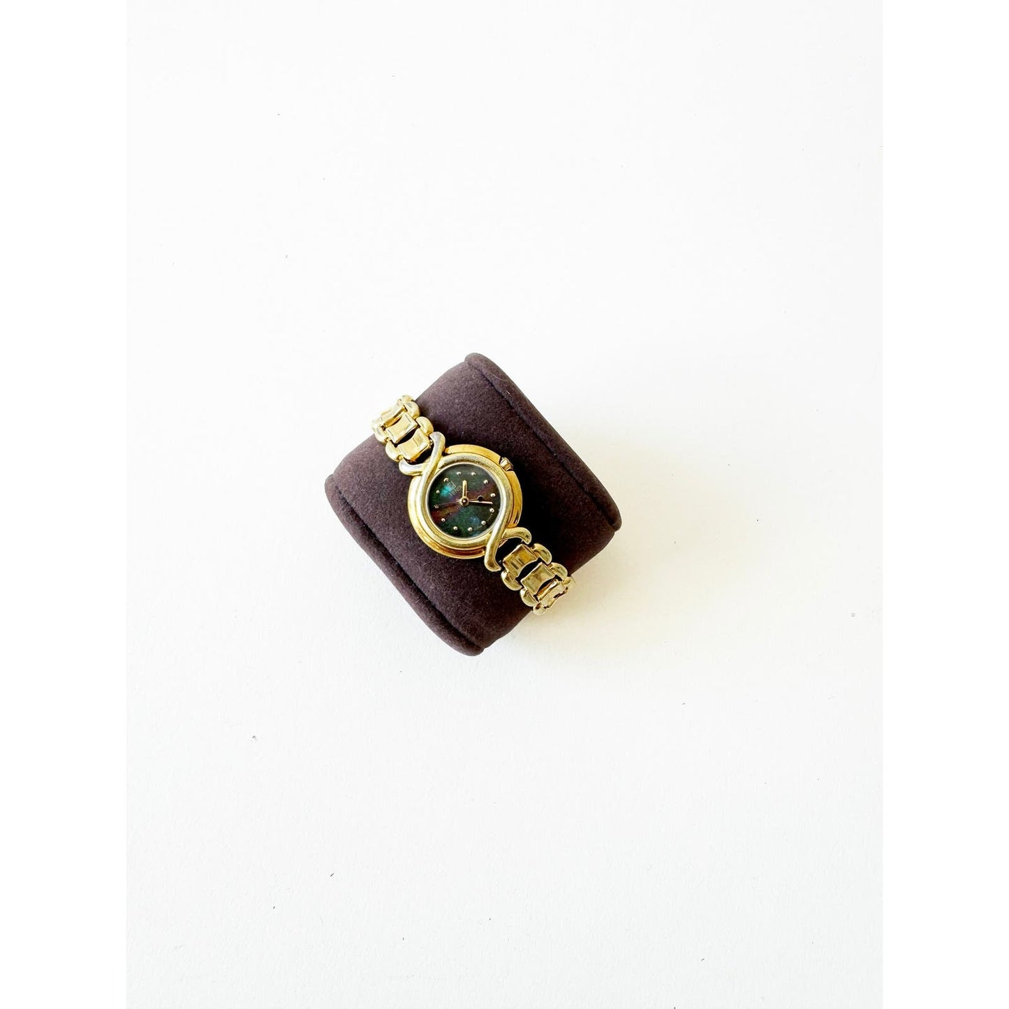 Vintage Fendi Gold Watch with Dark Mother of Pearl Face