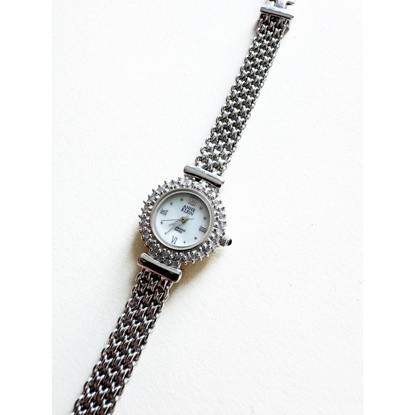Vintage Small Gold Watch with Crystal Face | Anne Klein