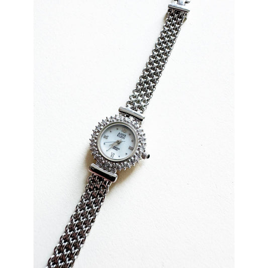 Vintage Small Gold Watch with Crystal Face | Anne Klein