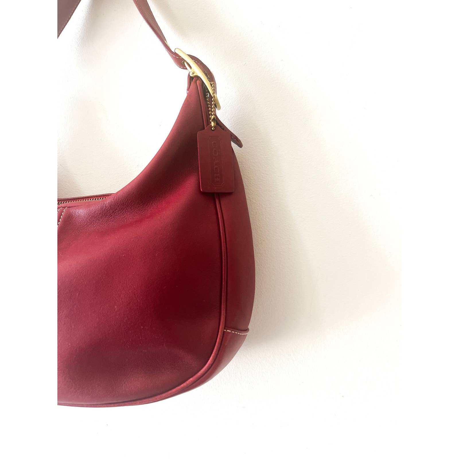 Coach red suede handbag purse 26415