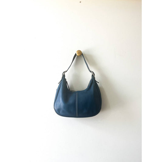 Vintage Blue Coach Shoulder Bag | Silver Buckle Ergo Style Coach Bag | Y2k Modern Purse