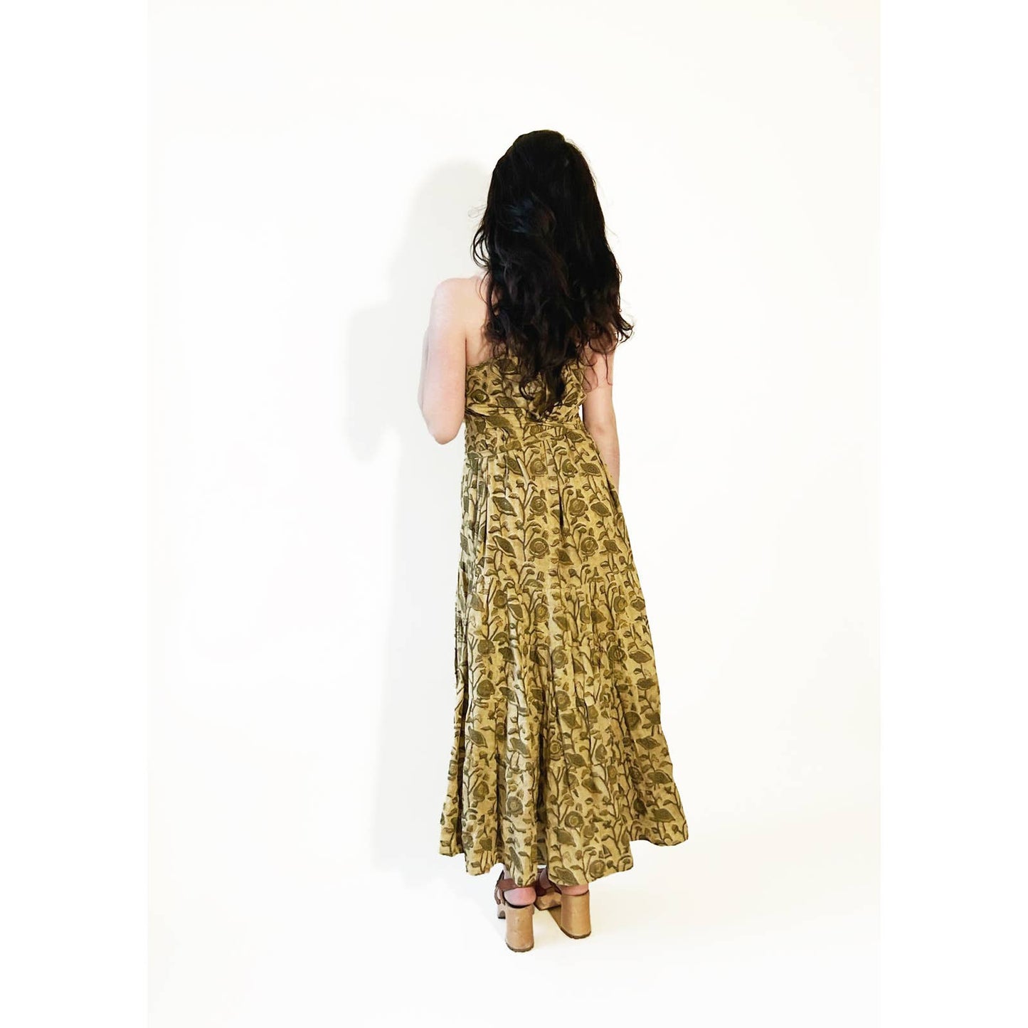 Hand Block Print Long Maxi Mushroom Dress