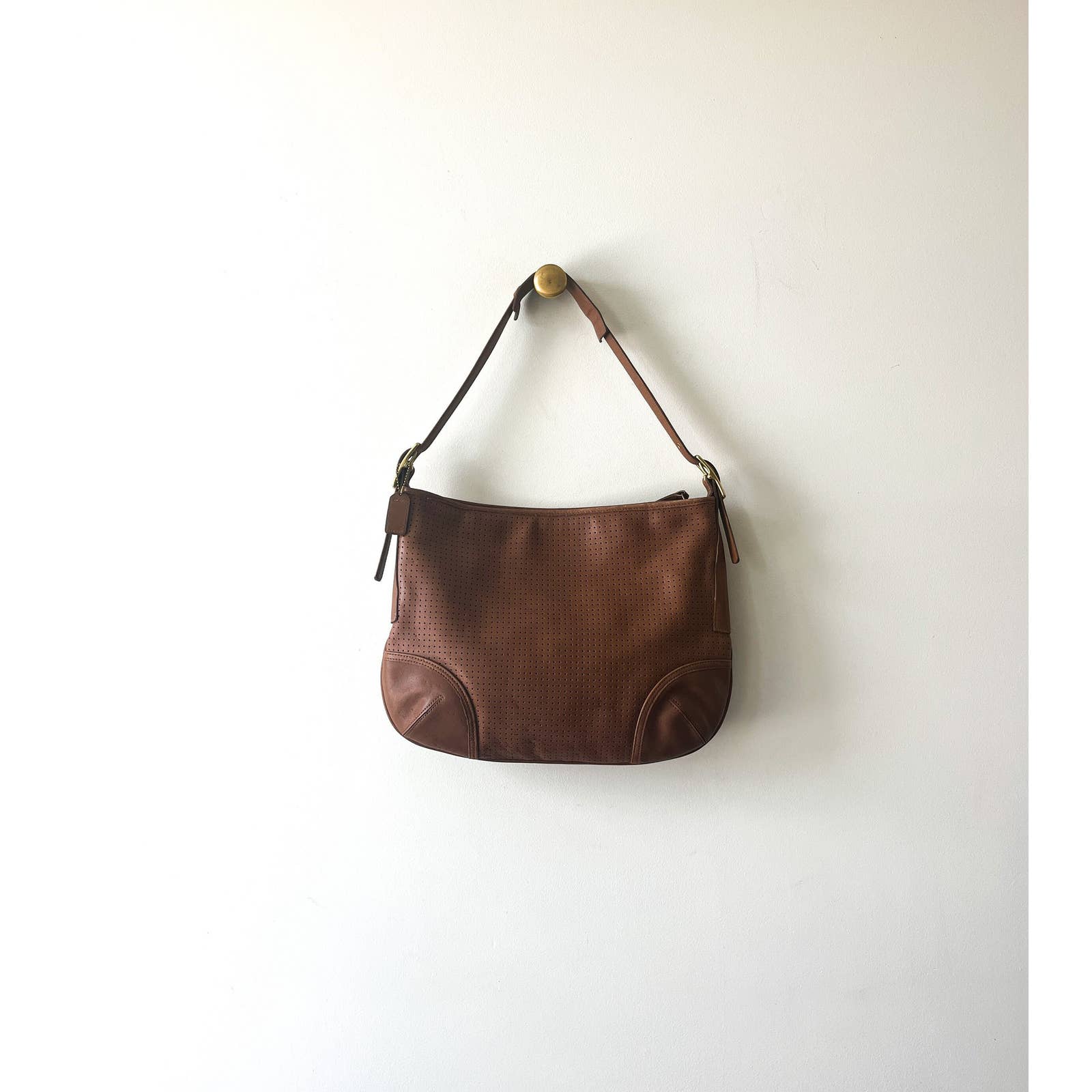 Coach brown discount leather hobo bag