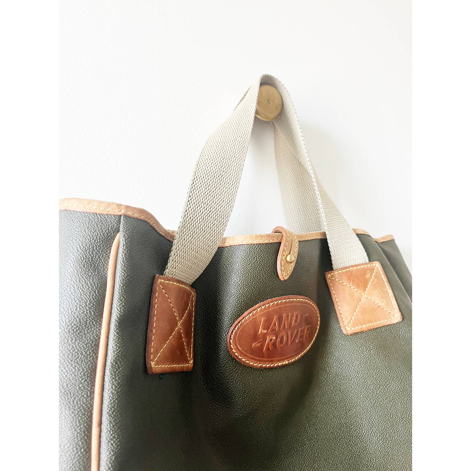 Vintage Land Rover Canvas and Leather Tote Bag 