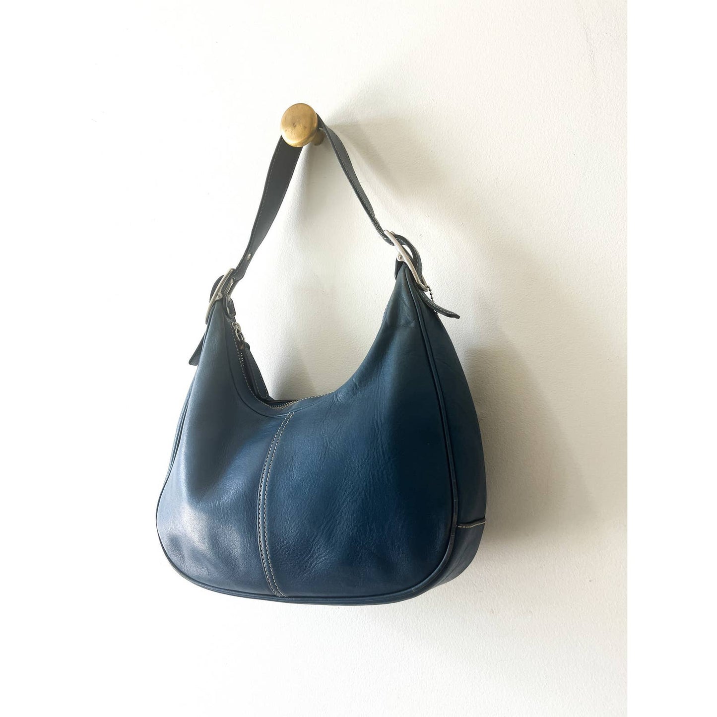 Vintage Blue Coach Shoulder Bag | Silver Buckle Ergo Style Coach Bag | Y2k Modern Purse