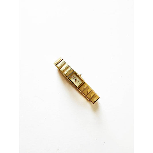 Vintage Gold Bracelet Watch with Rectangular Face | Anne Klein