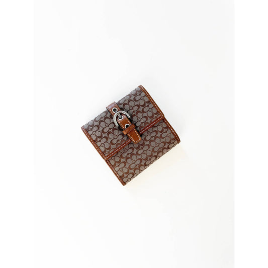 Vintage Coach Logo Mini Wallet with Buckle