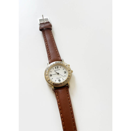 Vintage Brown Leather Watch with Silver and Gold Details | New Band and Battery