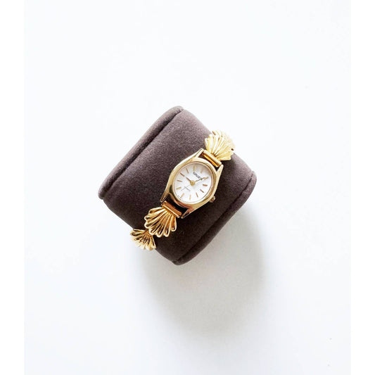 Vintage Gold Bracelet Watch with Shells | Gruen