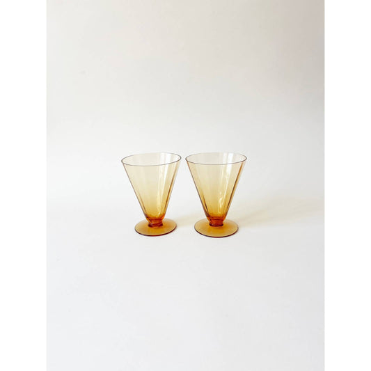 Vintage Burnt Orange Cocktail Drinking Glasses - Set of 2