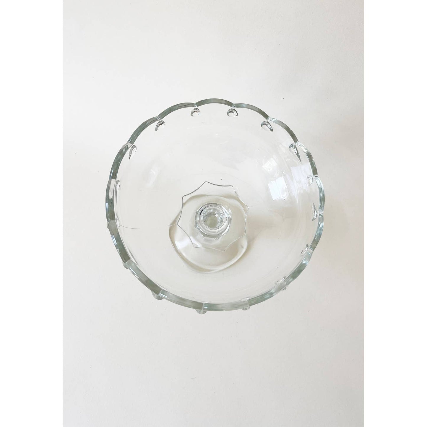 Vintage Clear Glass Classic Pedestal Bowl