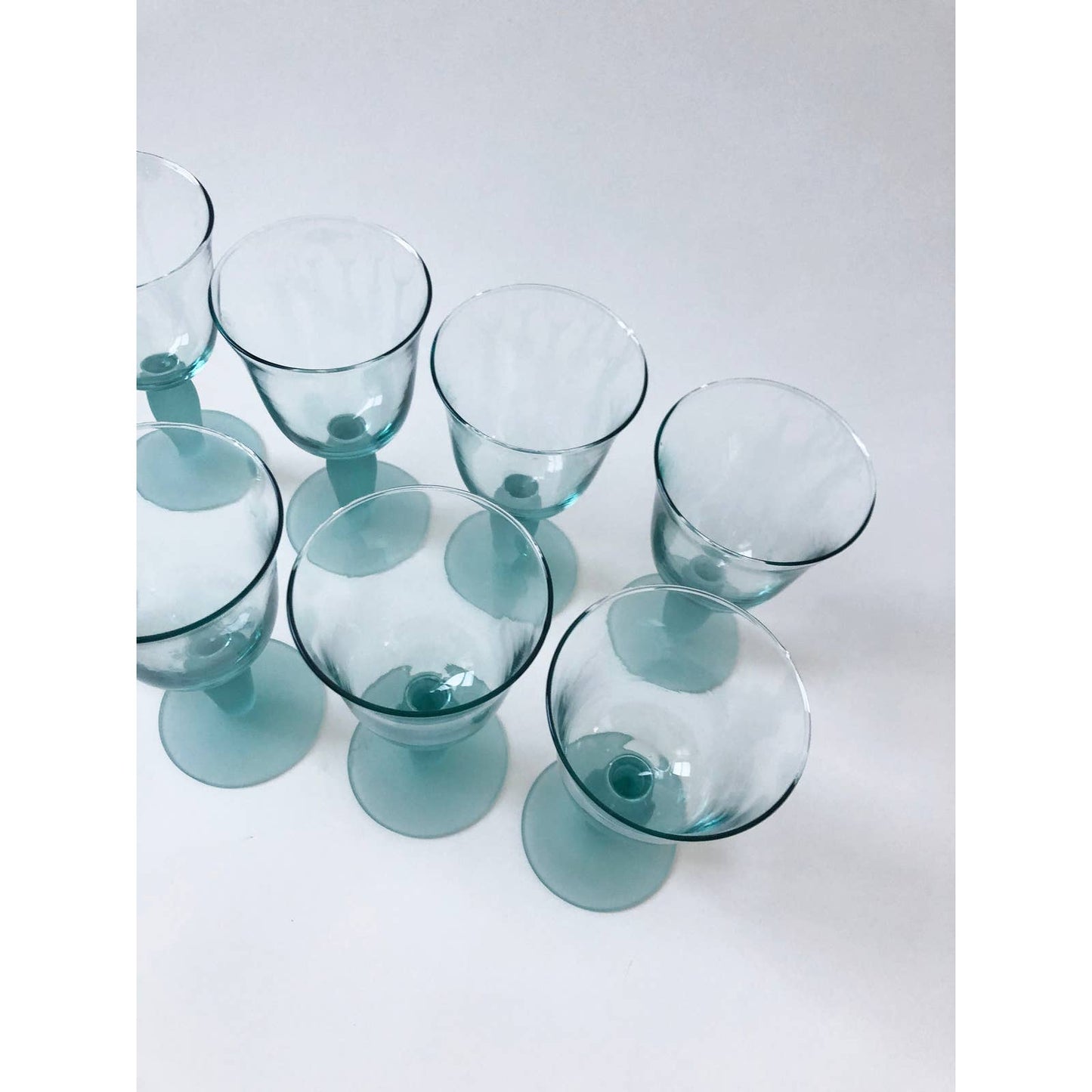 Vintage 80s Set of 4 Aqua Green Glasses