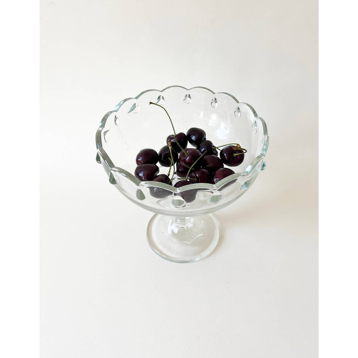 Vintage Clear Glass Classic Pedestal Bowl