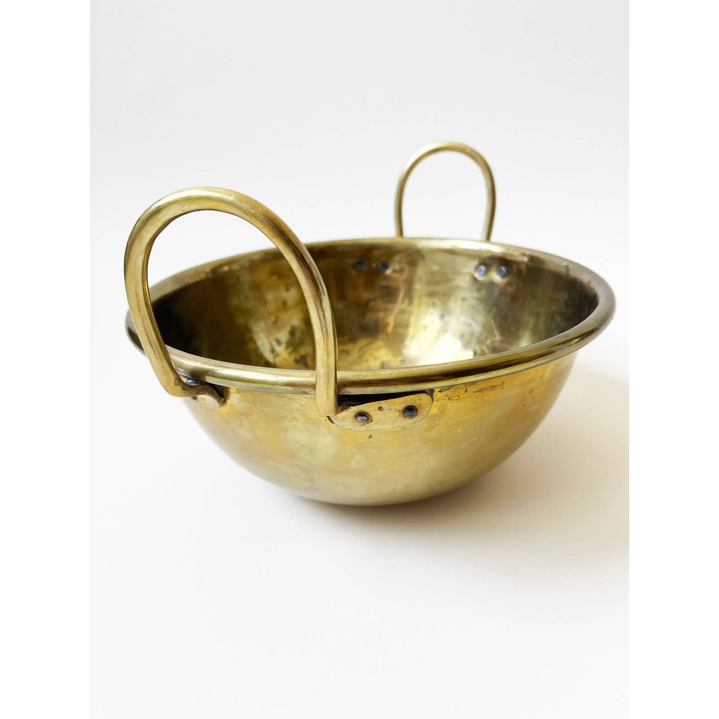 Vintage Large Brass Bowl with Handle