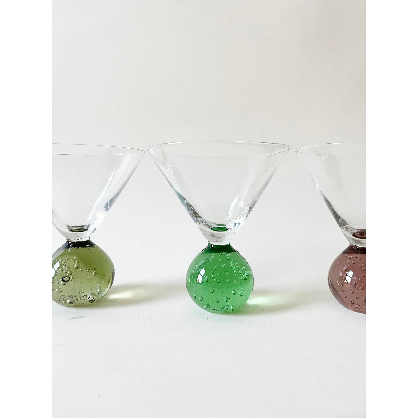 Set of 3 Unique 80's buy Bubble Glass Martini Glass